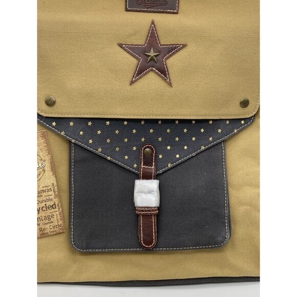 Sixtease Western Carina Shoulder Satchel Purse Leather Canvas Stars Western NWT - Picture 2 of 16
